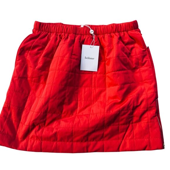 NWT Böhme Womens Quilted Red Skirt With Side Zippers Size Large - Picture 6 of 8